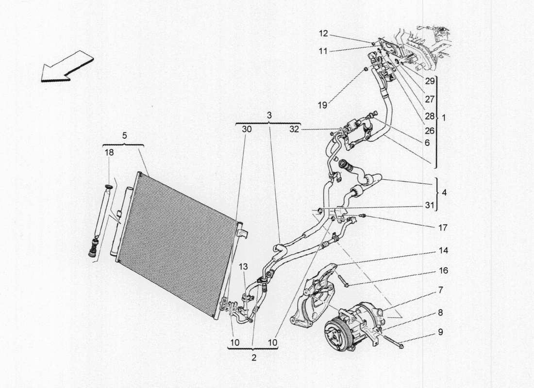 Maserati QTP. V6 3.0 TDS 275bhp 2017 A c Unit: Engine Compartment Devices Parts Diagram