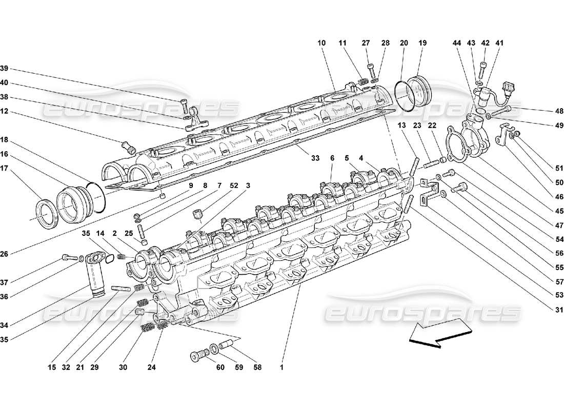 Ferrari 550 Maranello RH Cylinder Head Parts Diagram