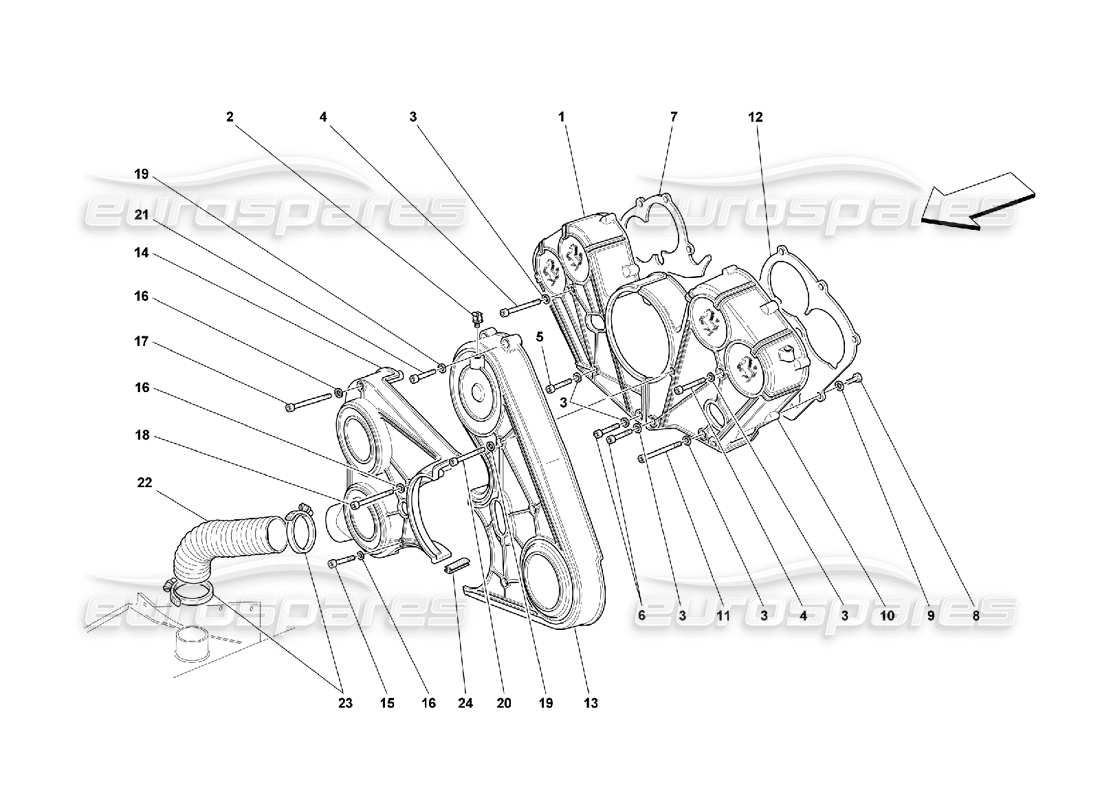 Ferrari 550 Maranello engine covers Parts Diagram