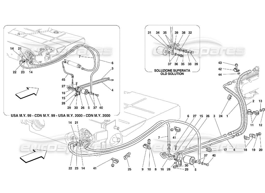 Ferrari 550 Maranello fuel supply system Parts Diagram