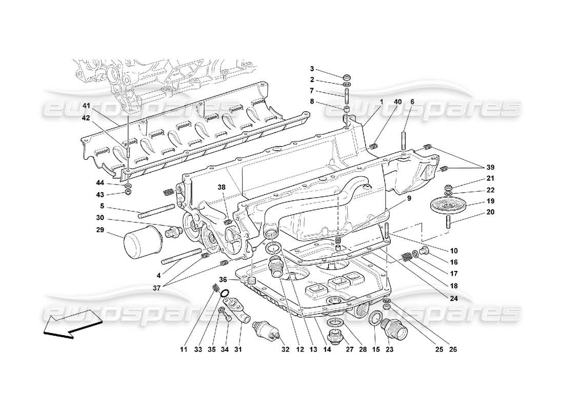 Ferrari 550 Maranello Lubrication - Oil Sumps and Filters Parts Diagram