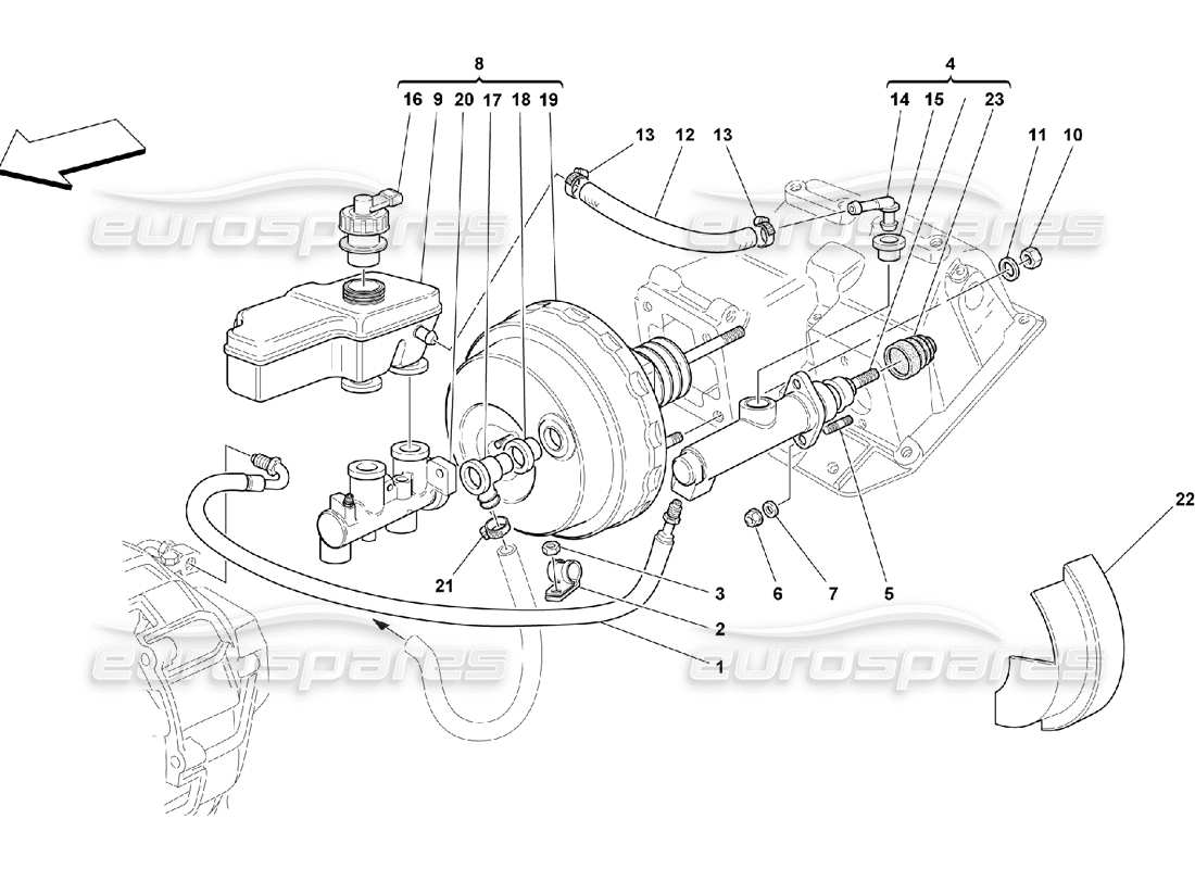 Ferrari 550 Maranello Brake and Clutch Hydraulic System Parts Diagram