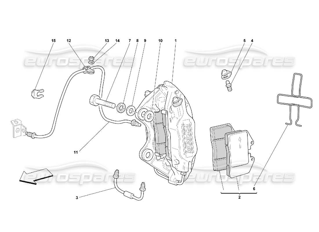 Ferrari 550 Maranello Caliper for Rear Brake Parts Diagram
