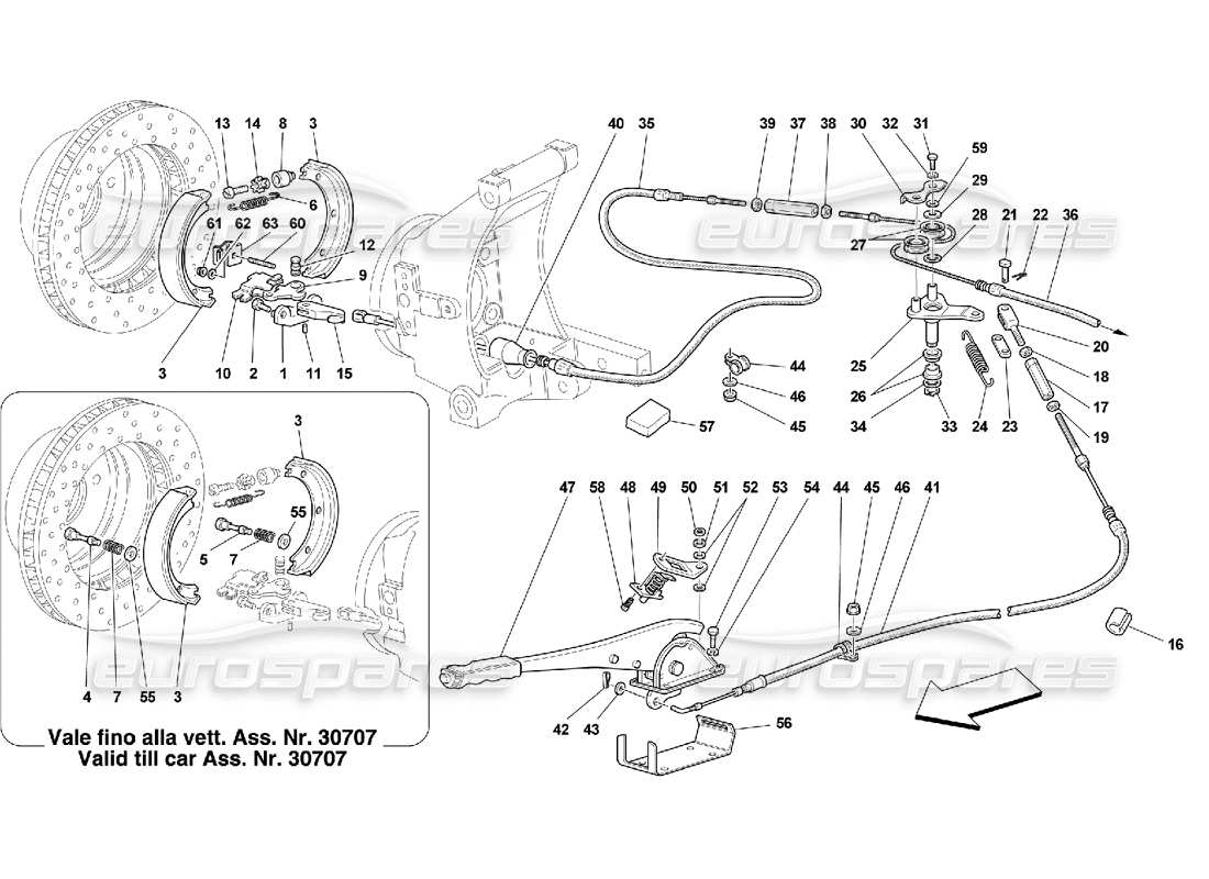 Ferrari 550 Maranello Hand-Brake Control Parts Diagram