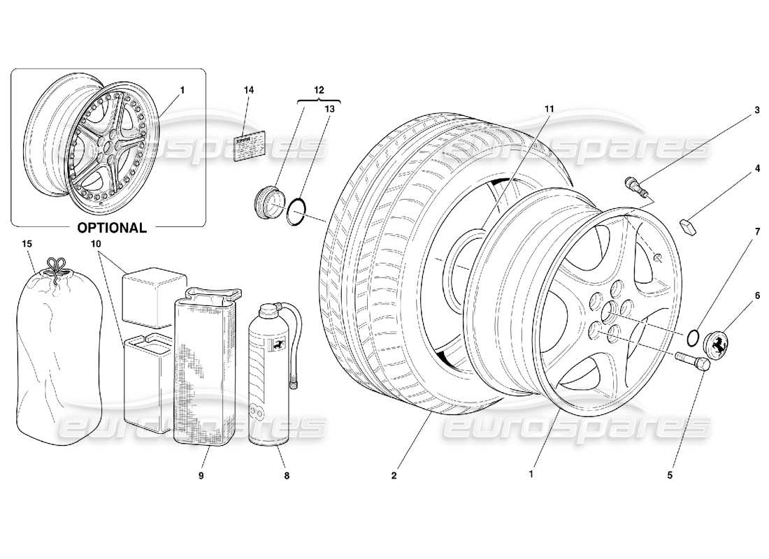 Ferrari 550 Maranello Wheels Parts Diagram