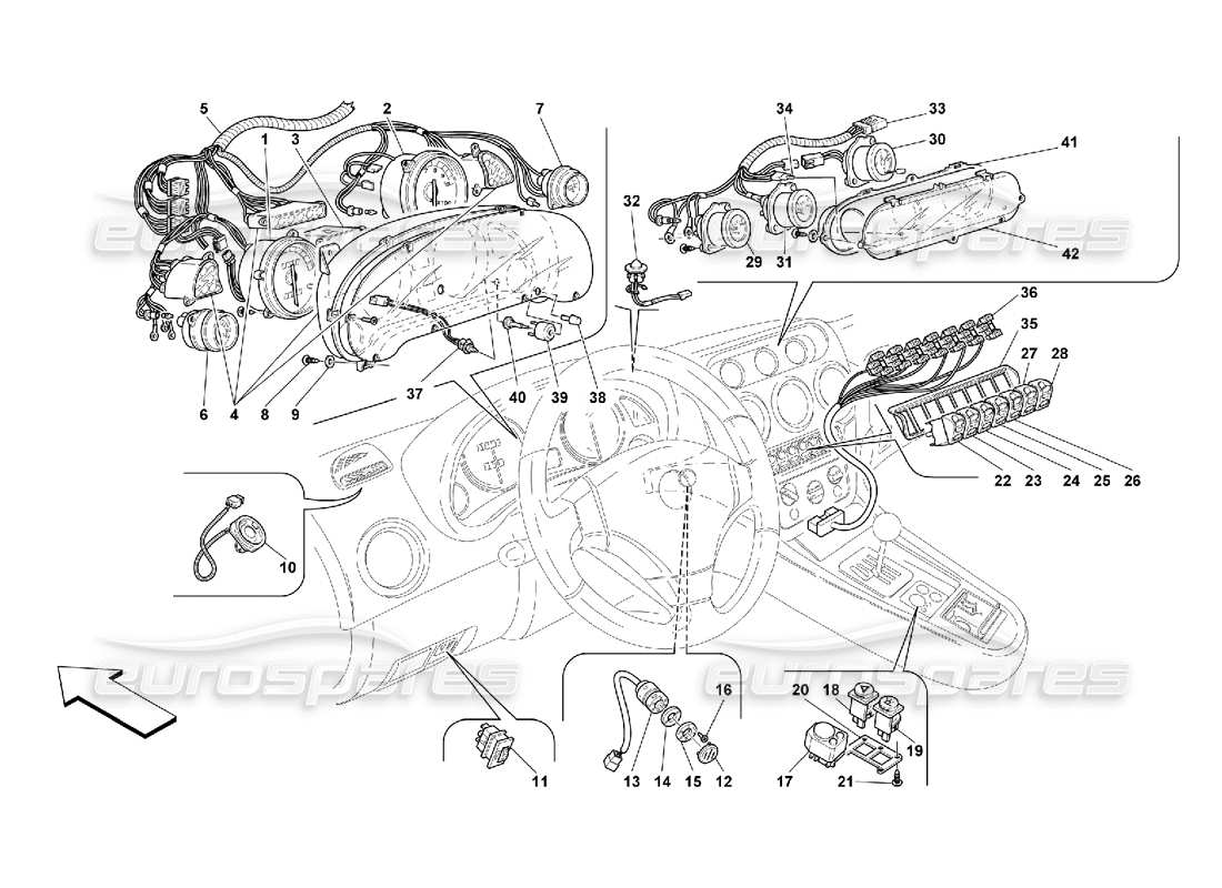 Ferrari 550 Maranello Instruments Part Diagram