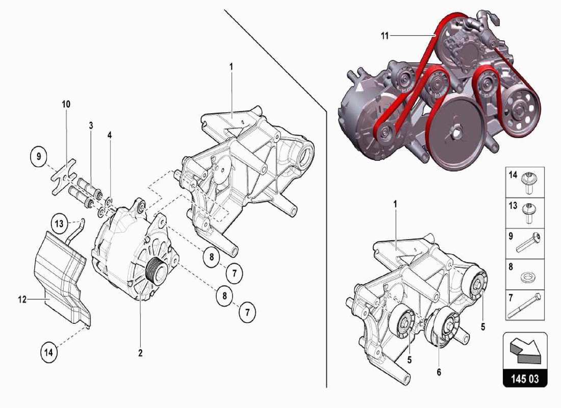 Lamborghini Centenario Spider ALTERNATOR AND SINGLE PARTS Parts Diagram