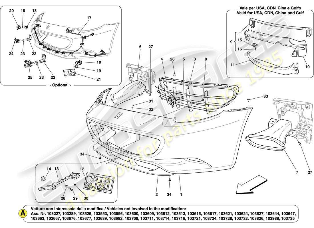 California (Europe) FRONT BUMPER Parts Diagram (0114)