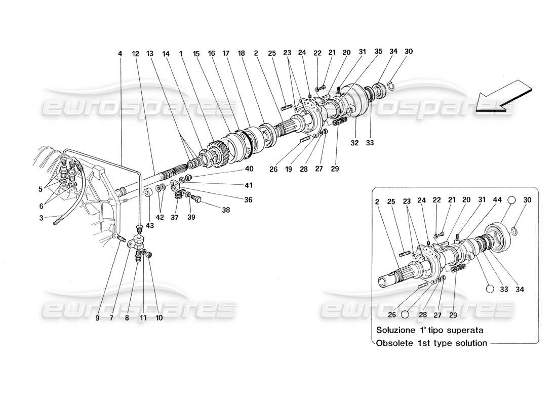 Ferrari 348 (1993) TB / TS Clutch - Controls Parts Diagram