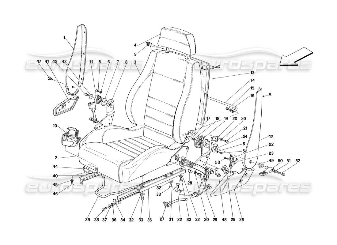 Ferrari 348 (1993) TB / TS Seats and Safety Belts Parts Diagram