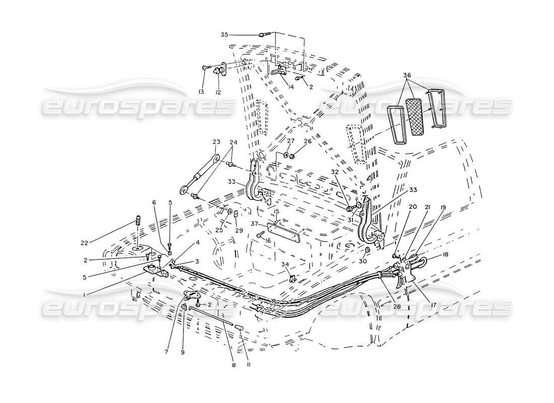 Maserati Ghibli 2.8 (Non ABS) Engine Hood-Hinges, Opening Controls Parts Diagram