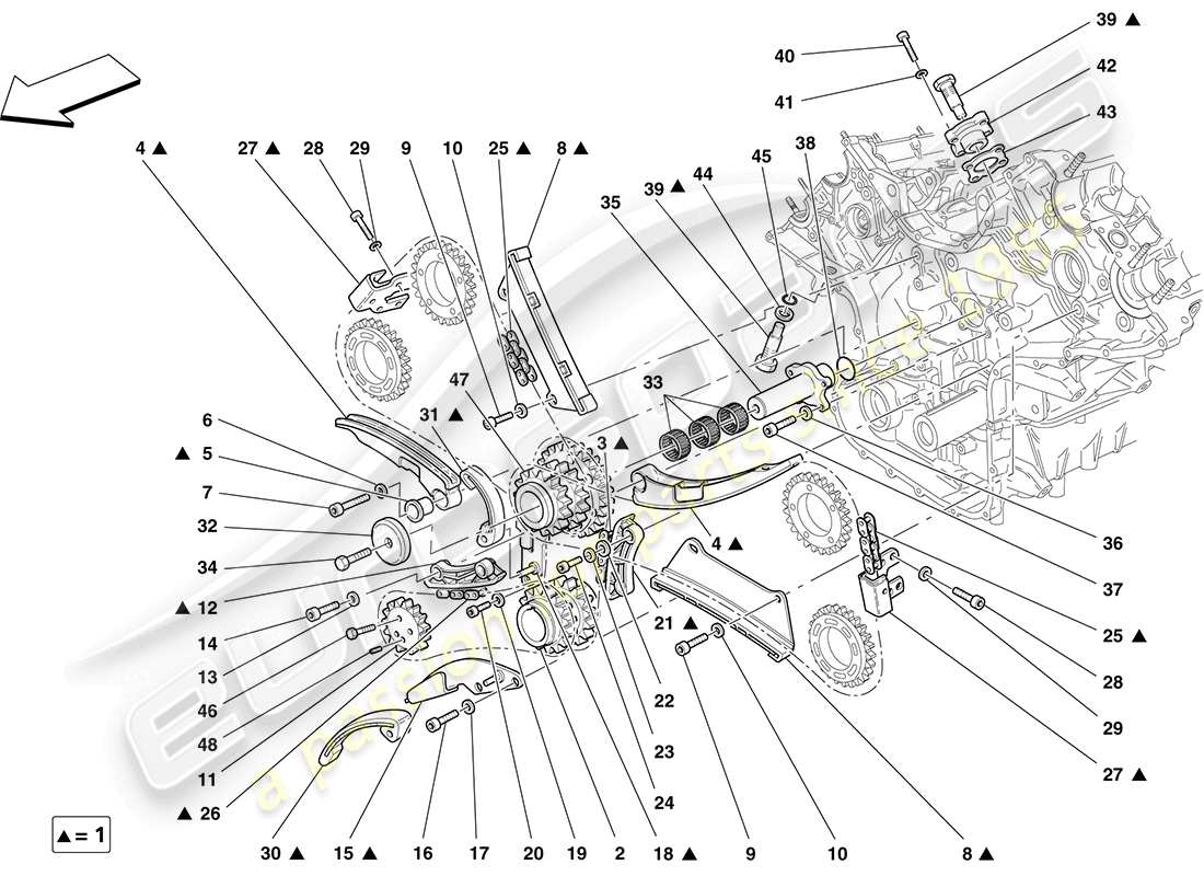 Ferrari F430 Coupe (Europe) timing system - drive Parts Diagram