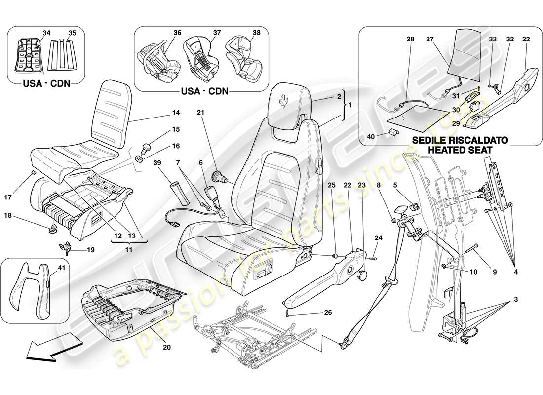 Ferrari F430 Coupe (Europe) electric seat - seat belts Parts Diagram