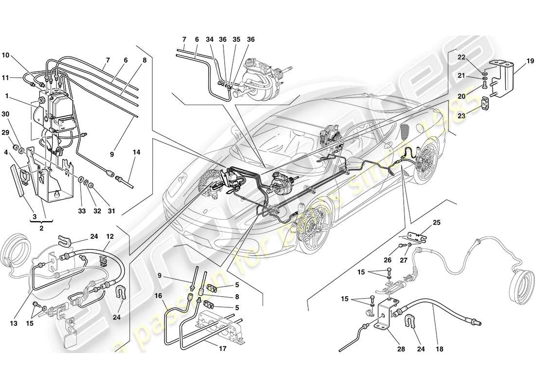Ferrari F430 Coupe (RHD) Brake System Parts Diagram