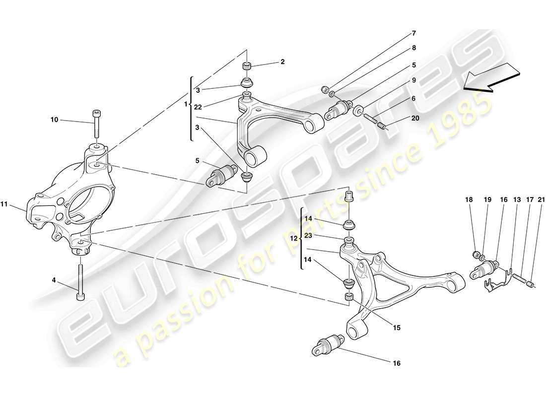 Ferrari F430 Coupe (RHD) FRONT SUSPENSION - ARMS Parts Diagram