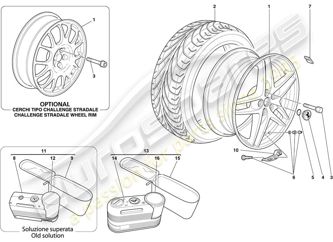 Ferrari F430 Coupe (RHD) Wheels Parts Diagram
