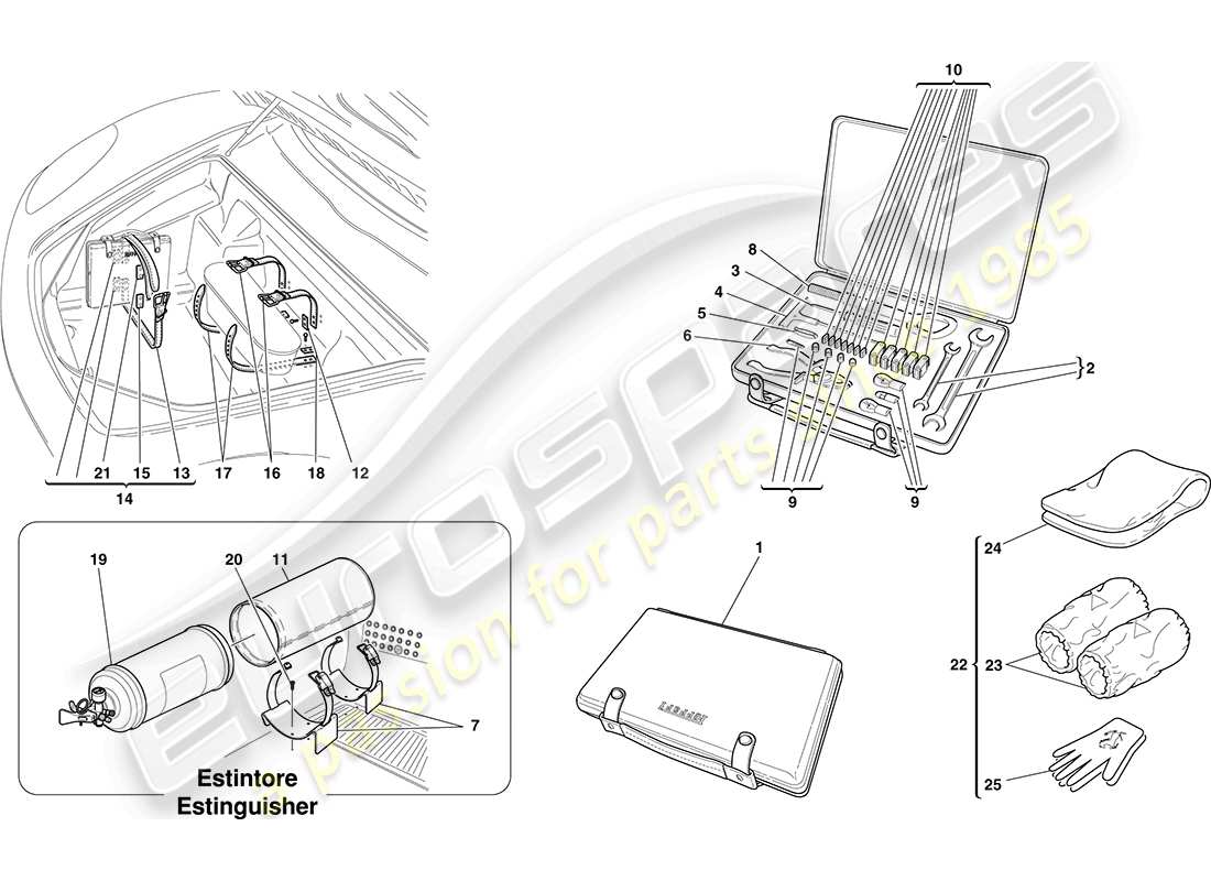Ferrari F430 Coupe (RHD) TOOLS AND ACCESSORIES PROVIDED WITH VEHICLE Parts Diagram