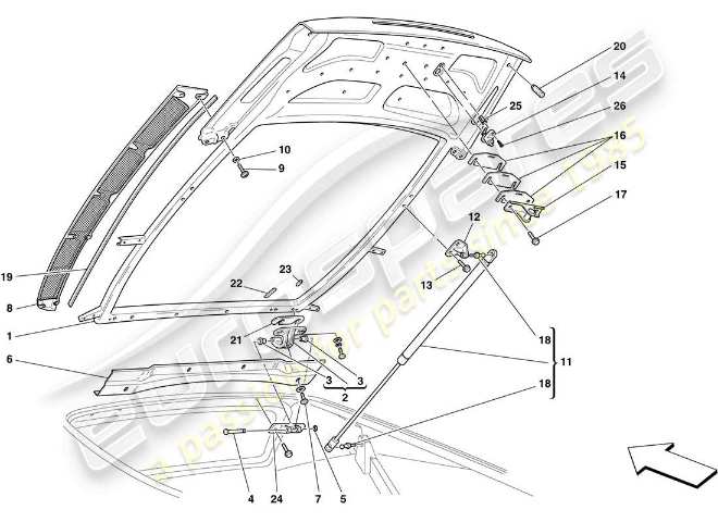 F430 Coupe (USA) ENGINE COMPARTMENT LID Parts Diagram (0113)