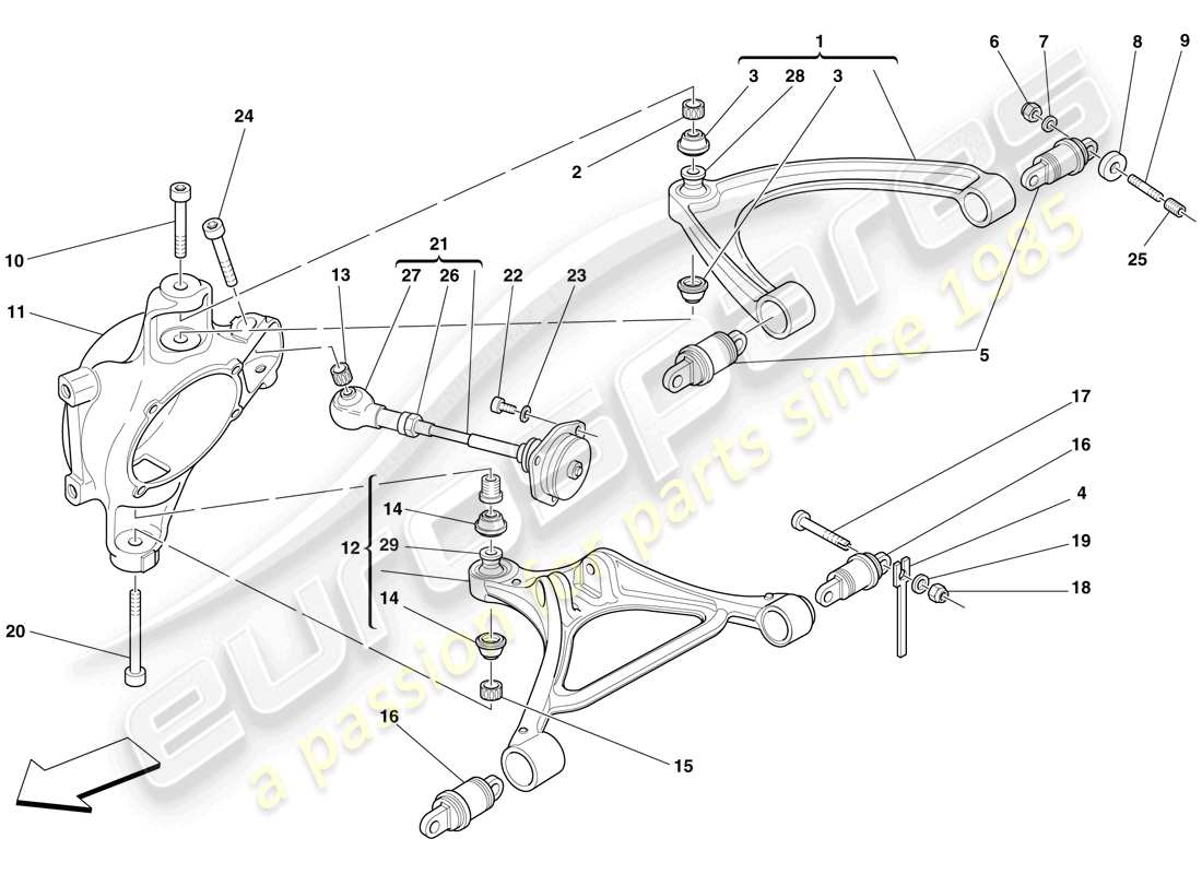 Ferrari F430 Scuderia Spider 16M (RHD) REAR SUSPENSION - ARMS Part Diagram