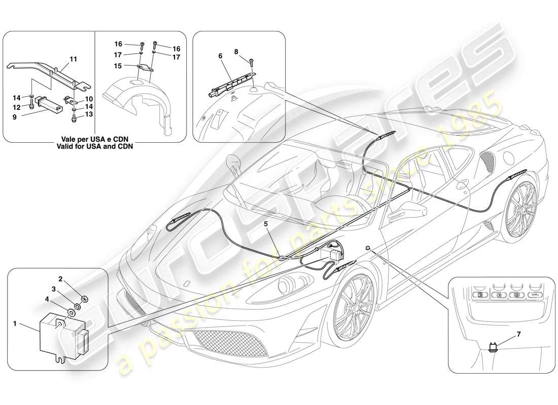 Ferrari F430 Scuderia Spider 16M (RHD) TYRE PRESSURE MONITORING SYSTEM Part Diagram