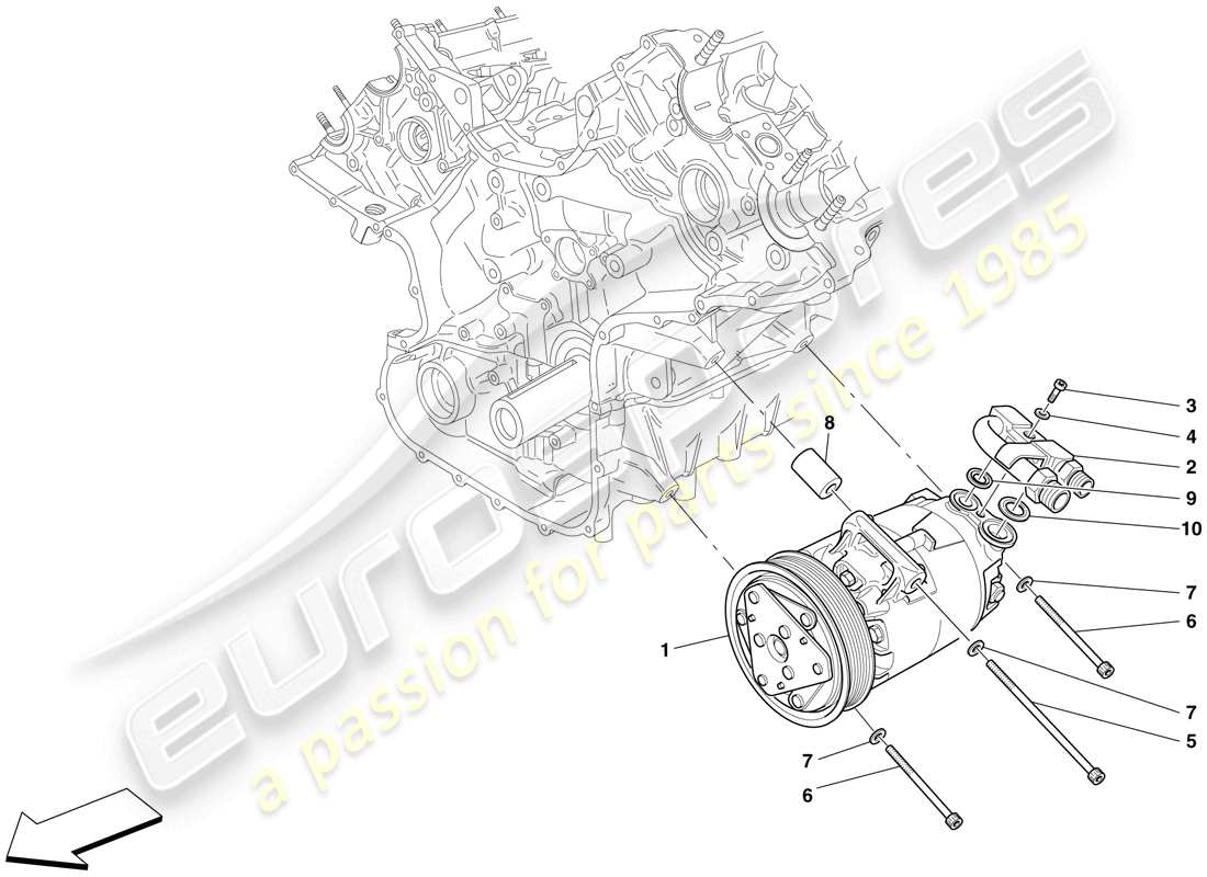 Ferrari F430 Scuderia Spider 16M (RHD) AC SYSTEM COMPRESSOR Part Diagram