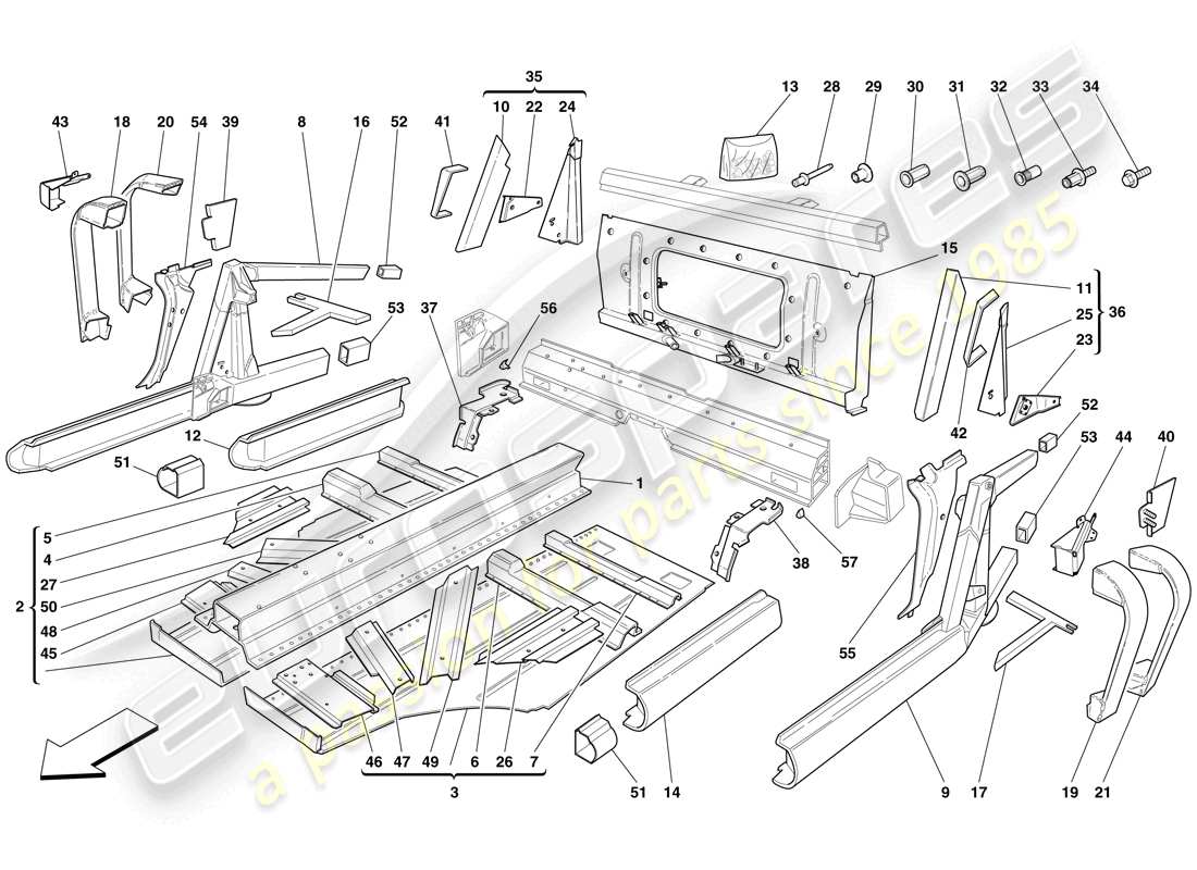 Ferrari F430 Scuderia Spider 16M (RHD) CENTRAL ELEMENTS AND PANELS Part Diagram