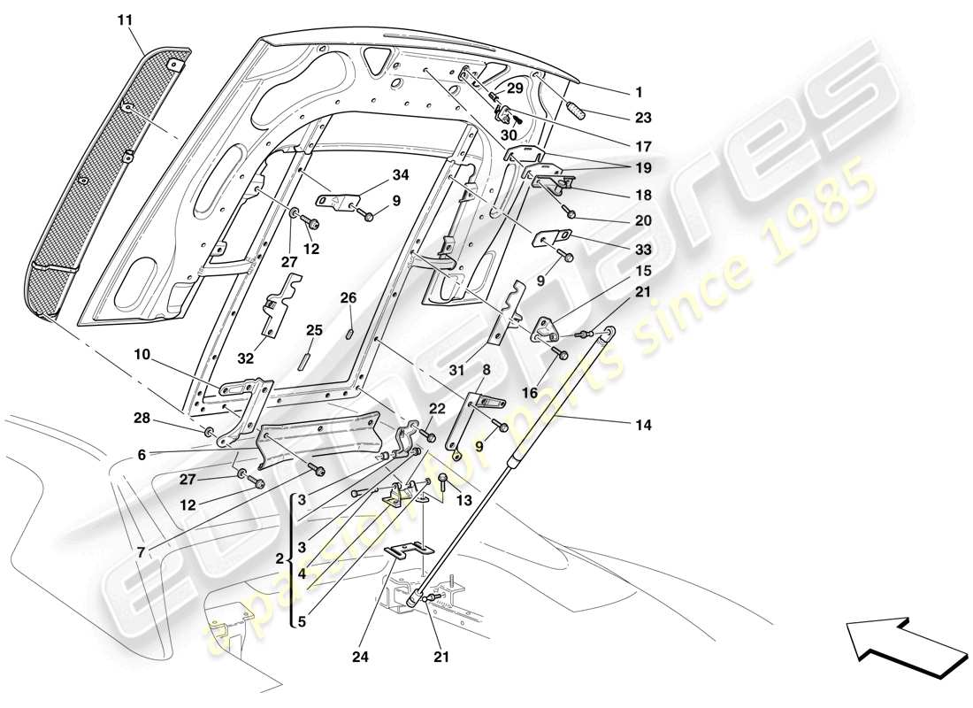 Ferrari F430 Scuderia Spider 16M (RHD) ENGINE COMPARTMENT LID Part Diagram
