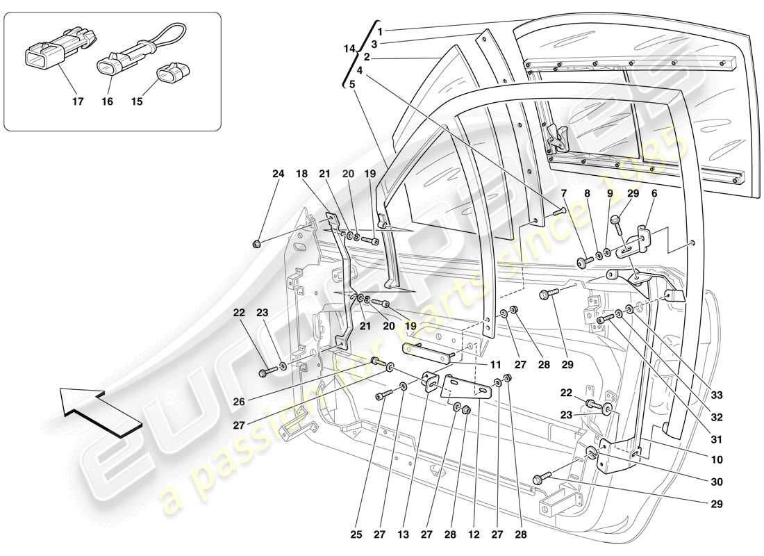Ferrari F430 Scuderia Spider 16M (RHD) quarterlight Part Diagram