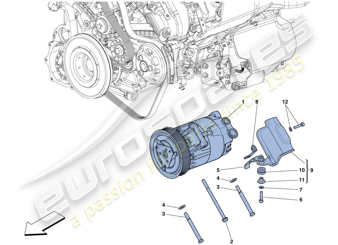 Ferrari 458 Italia (RHD) AC SYSTEM COMPRESSOR Part Diagram