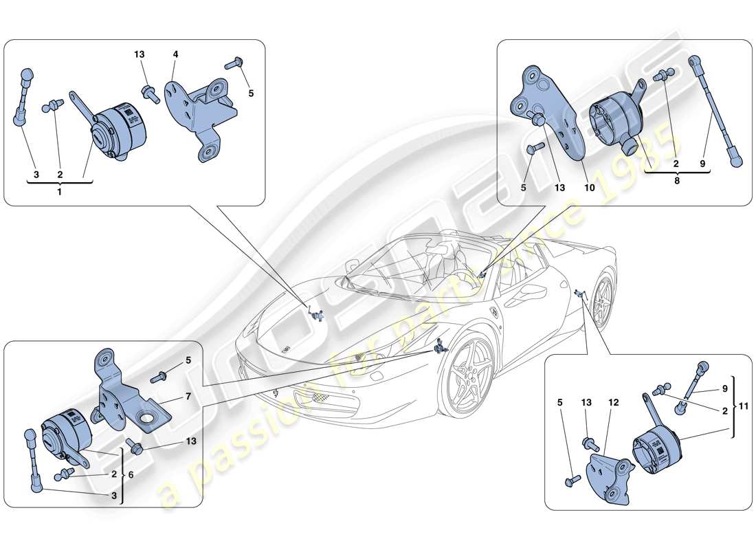 Ferrari 458 Spider (Europe) ELECTRONIC MANAGEMENT (SUSPENSION) Part Diagram