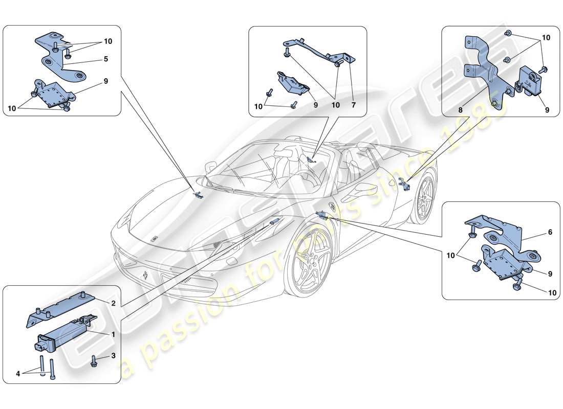 Ferrari 458 Spider (RHD) TYRE PRESSURE MONITORING SYSTEM Parts Diagram