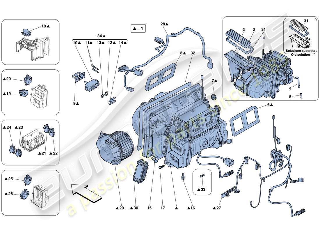 Ferrari 458 Spider (RHD) EVAPORATOR UNIT Parts Diagram