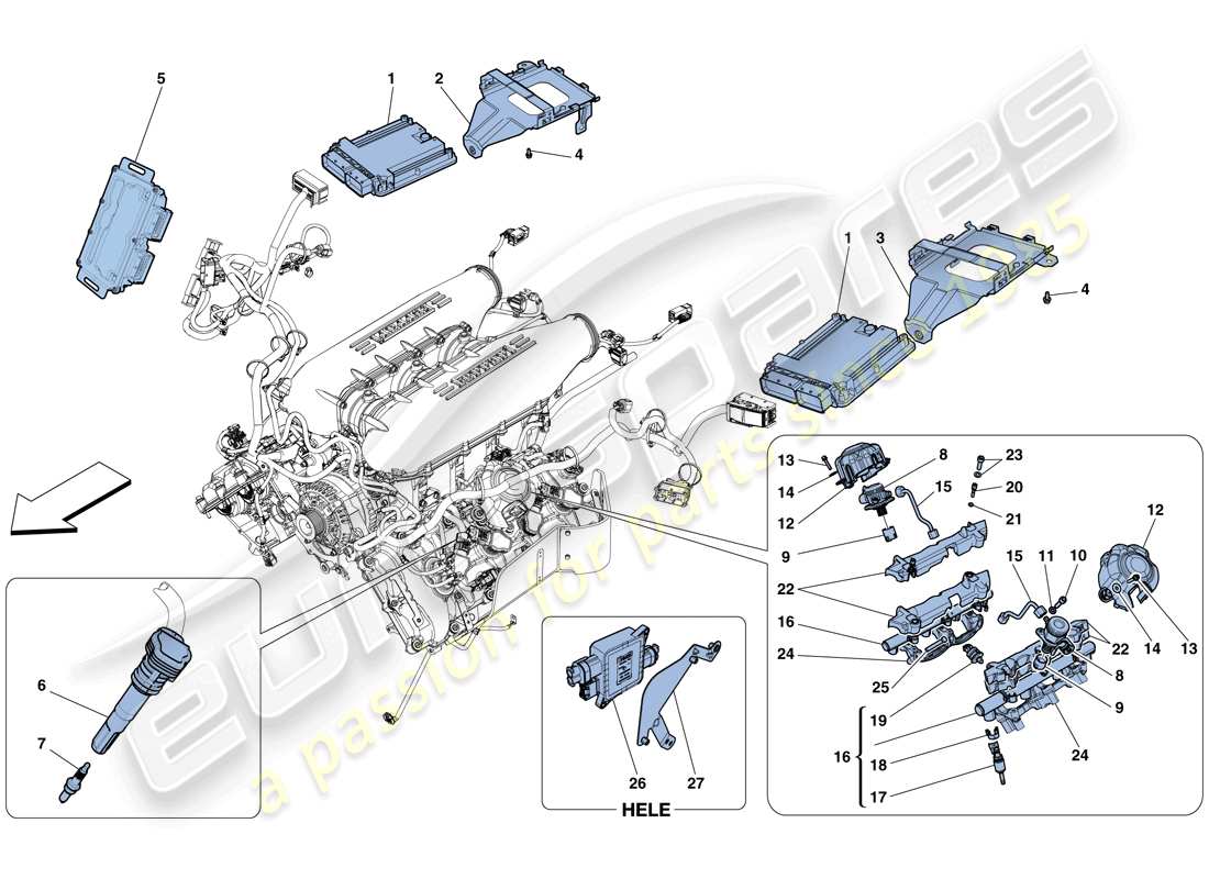 Ferrari 458 Spider (USA) injection - ignition system Part Diagram