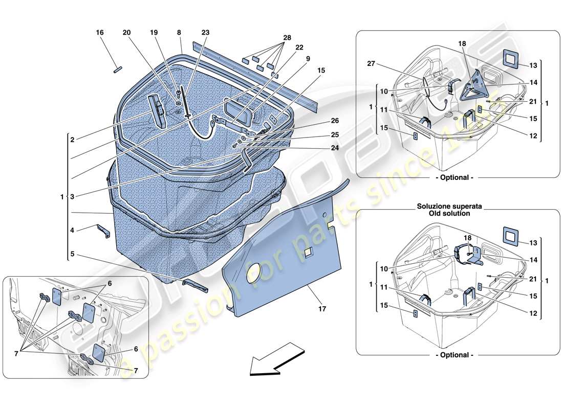 Ferrari 458 Spider (USA) FRONT COMPARTMENT TRIM Part Diagram