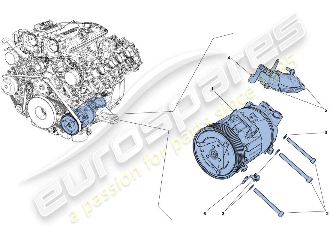 Ferrari California T (Europe) AC SYSTEM COMPRESSOR Parts Diagram