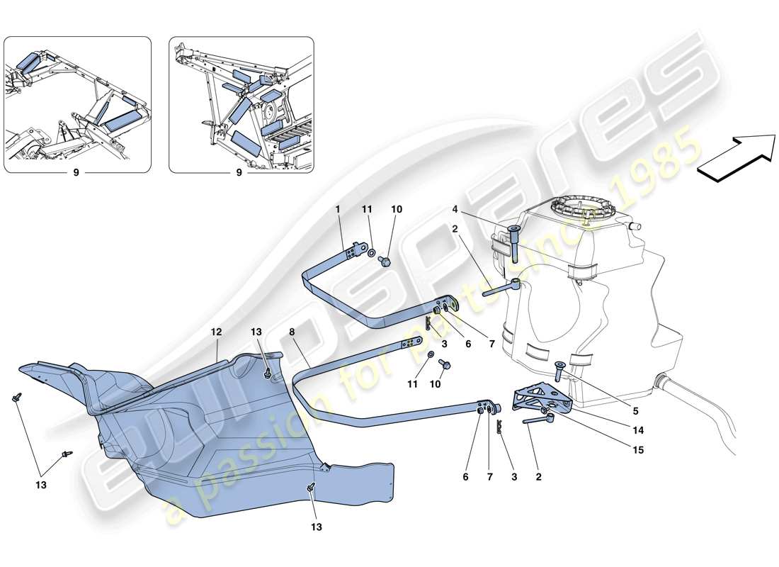 Ferrari 458 Speciale Aperta (RHD) FUEL TANKS - FASTENERS AND GUARDS Part Diagram