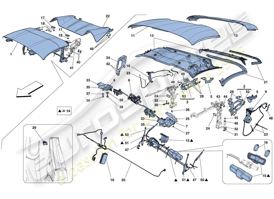 Ferrari 458 Speciale Aperta (RHD) ROOF Part Diagram