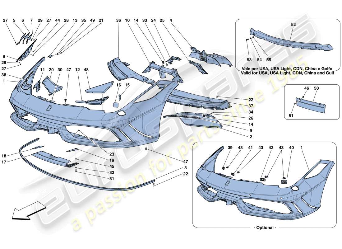 Ferrari 458 Speciale Aperta (RHD) FRONT BUMPER Part Diagram