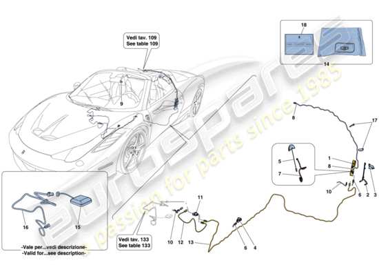 a part diagram from the Ferrari 458 Speciale Aperta (USA) parts catalogue