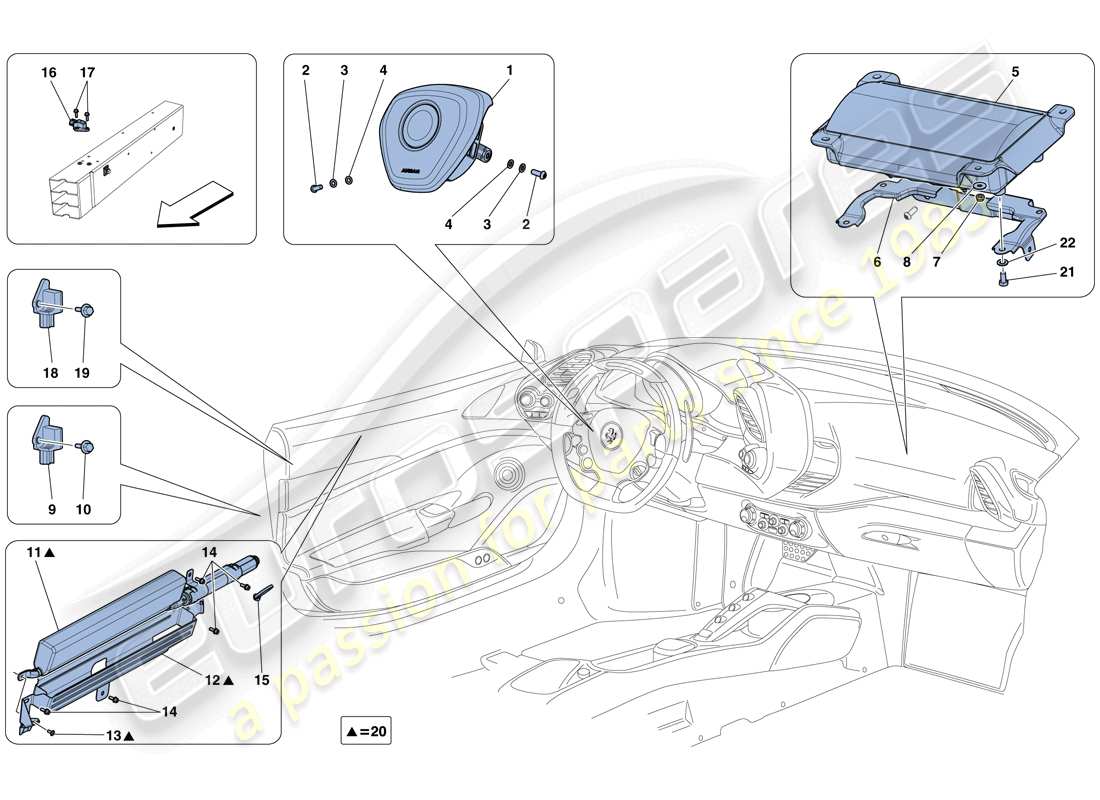 Ferrari 488 GTB (Europe) AIRBAGS Parts Diagram