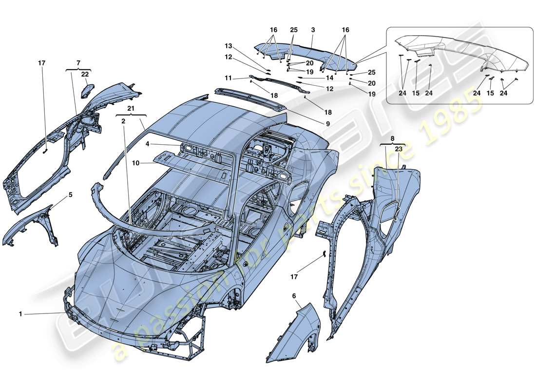 Ferrari 488 GTB (RHD) BODYSHELL - EXTERNAL TRIM Parts Diagram