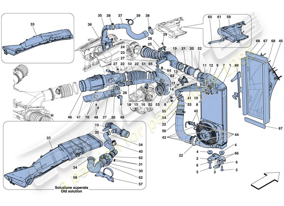 Ferrari 488 Spider (RHD) Intercooler Parts Diagram