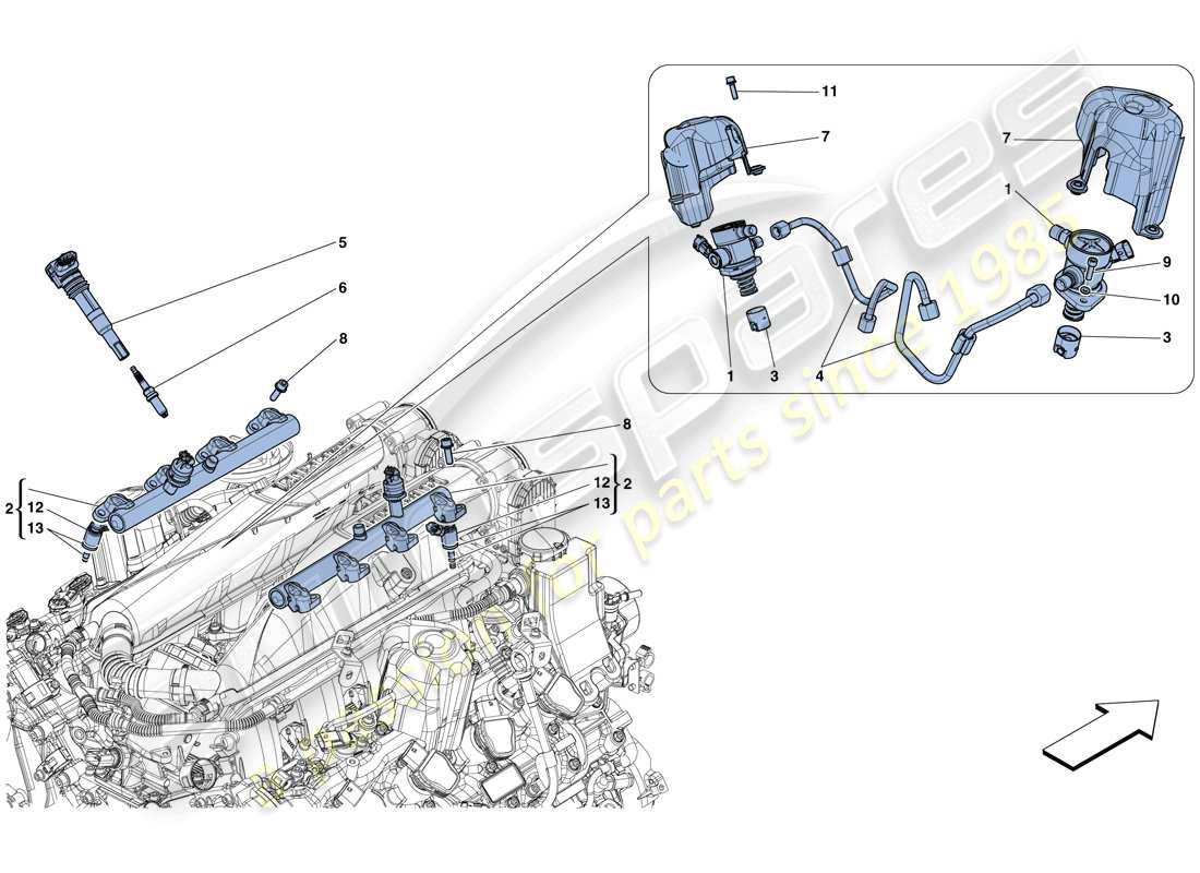 Ferrari GTC4 Lusso T (EUROPE) injection - ignition system Parts Diagram