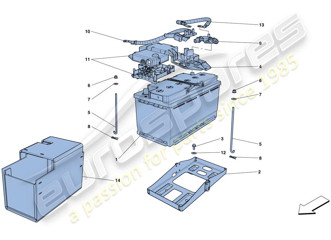 Ferrari GTC4 Lusso T (USA) Battery Parts Diagram