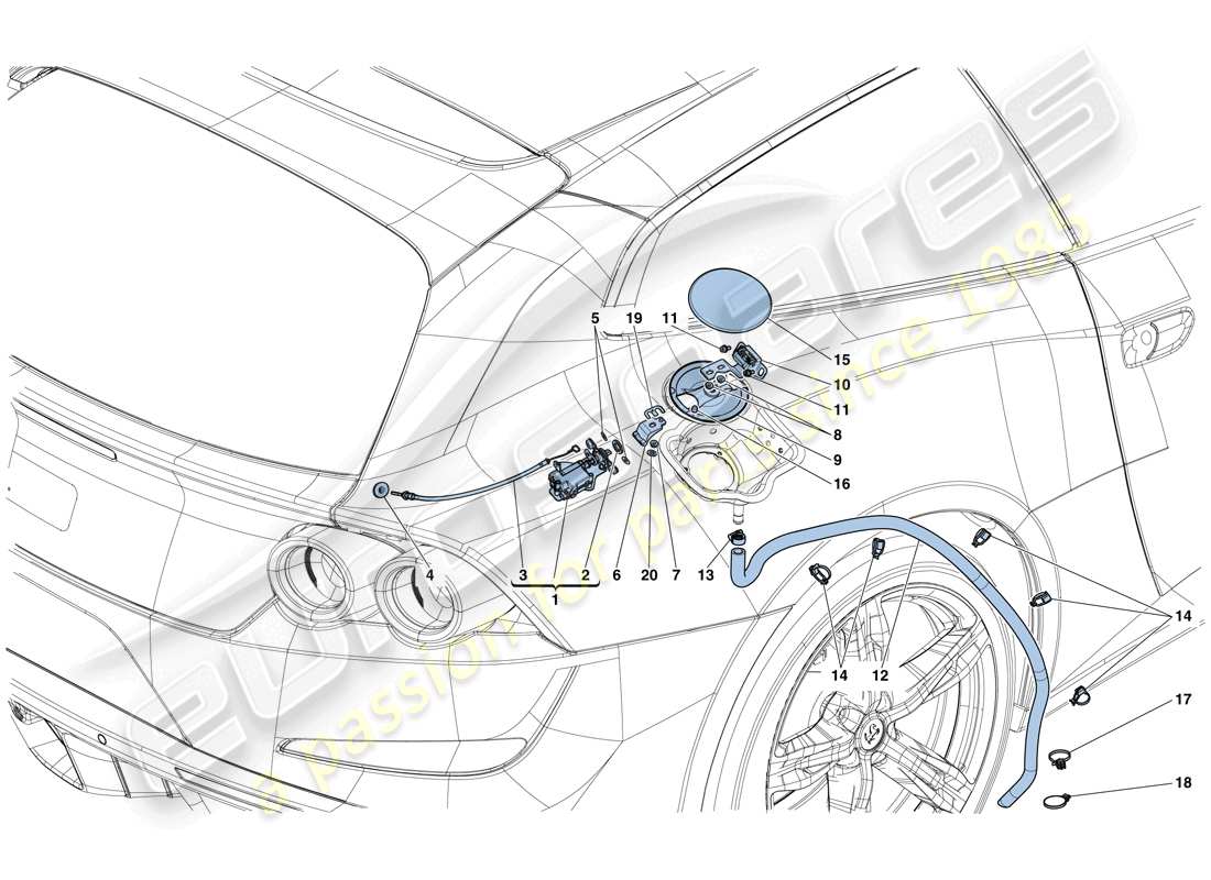 Ferrari GTC4 Lusso T (USA) FUEL FILLER FLAP AND CONTROLS Parts Diagram