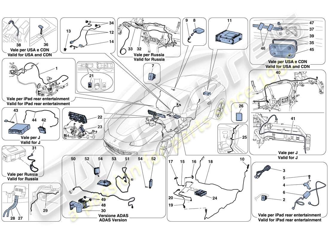 Ferrari GTC4 Lusso T (USA) INFOTAINMENT SYSTEM Parts Diagram