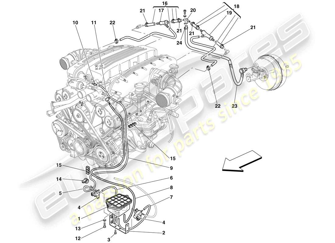 Ferrari 612 Sessanta (Europe) pneumatic actuator system Parts Diagram