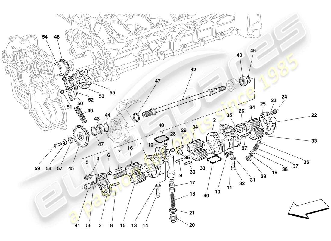 Ferrari 612 Sessanta (USA) Lubrication - Oil Pumps Parts Diagram