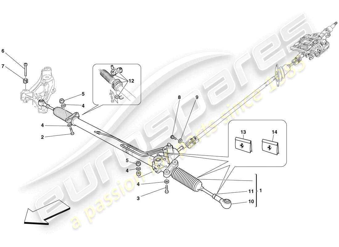 Ferrari 599 GTO (RHD) HYDRAULIC POWER STEERING BOX Part Diagram