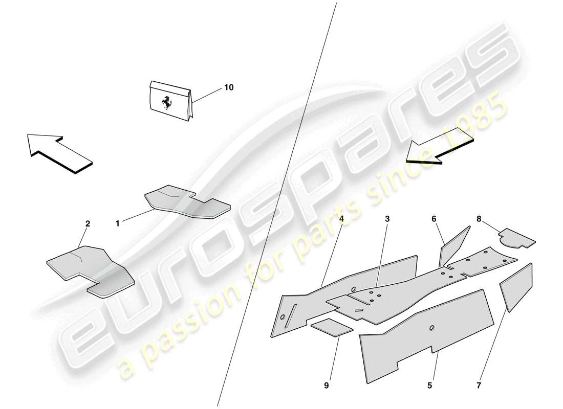 Ferrari 599 GTO (RHD) PASSENGER COMPARTMENT INSULATION Part Diagram